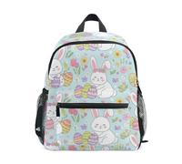 RPLIFE Mochila azul de conejo de Pascua con etiqueta de nombre, mochila de viaje para niños pequeños, mochila de viaje, Conejito de Pascua azul, 3-5 Years, Lindas mochilas