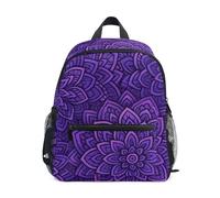 RPLIFE Mochila bohemia de mandala púrpura para niños pequeños con etiqueta de nombre, mochilas para niños preescolares, Boho Mandala Morado, 3-5 Years, Lindas mochilas