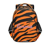RPLIFE Mochila clásica de rayas de tigre naranja para niños, para la escuela, con nombre personalizado, mochila para niñas de 6 a 12 años, Rayas clásicas de tigre naranja, 15 Inch, Mochilas
