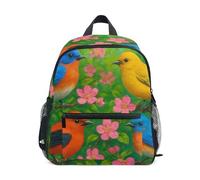 RPLIFE Mochila colorida con diseño de pájaros florales para niñas y niños, con etiqueta de nombre, mini bolsa de viaje, Pájaros florales coloridos, 3-5 Years, Lindas mochilas