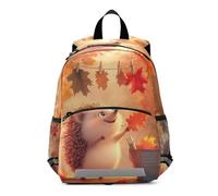 RPLIFE Mochila con diseño de hojas de otoño con diseño de erizo, para niñas pequeñas, mochila escolar para niños de 3 a 6 años, mediana
