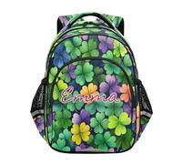 RPLIFE Mochila con nombre personalizado Lucky Clover Green Kids para la escuela, mochila para laptop para niñas, Verde trébol de la suerte, 15 Inch, Mochilas Tradicionales