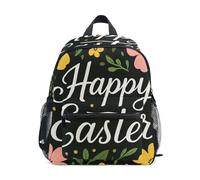 RPLIFE Mochila de Pascua con etiqueta de nombre, diseño floral, color negro, mochila escolar para jardín de infantes, Pascua floral negro, 3-5 Years, Lindas mochilas