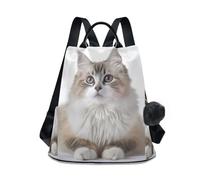 RPLIFE Mochila de pelo largo con estampado de mascotas para mujer, antirrobo, cremallera trasera, bolsa de viaje casual