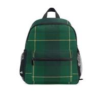 RPLIFE Mochila de tartán verde a cuadros para niñas pequeñas con etiqueta de nombre, mochila preescolar para niñas pequeñas, tartán verde tartán, 3-5 Years, Lindas mochilas