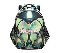 RPLIFE Mochila escolar con nombre personalizado Moon Celestial Butterfly Bloom para niños y niñas, mochila escolar primaria para niños, Moon Celestial Butterfly Bloom, 17 Inch, Mochilas Tradicionales