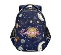 RPLIFE Mochila escolar personalizada para niños y niñas de 6 a 12 años, bonitas mochilas personalizadas para niñas, Vintage Sun Moon Stars, 15 Inch, Mochilas Tradicionales