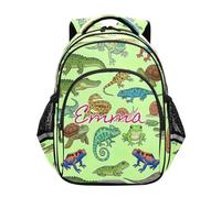 RPLIFE Mochila escolar personalizada para niños y niñas de 6 a 12 años, con reptiles verdes y cocodrilos, Cocodrilos de reptiles verdes, 15 Inch, Mochilas Tradicionales