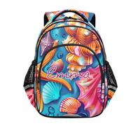 RPLIFE Mochila escolar personalizada para niños y niñas de 6 a 12 años, Linda estrella de mar con conchas marinas, 17 Inch, Mochilas Tradicionales