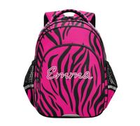 RPLIFE Mochila escolar personalizada para niños y niñas, diseño de rayas de cebra negra, color rosa intenso, Rayas de cebra negras y rosa intenso, 15 Inch, Mochilas Tradicionales