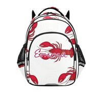 RPLIFE Mochila infantil para niñas y niños con nombre personalizado, langostas rojas, mochila blanca para niñas primaria, Langostas rojas y blancas, 15 Inch, Mochilas Tradicionales