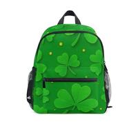 RPLIFE Mochila infantil para niñas y niños, con tréboles verdes de San Patricio, mini mochila de jardín de infantes para niños con etiqueta de nombre, Tréboles verdes de San Patricio, 6-8 Years