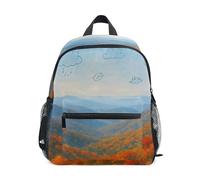 RPLIFE Mochila naranja Autumn Mountain para niños y niñas con etiqueta de nombre, Naranja montaña otoñal, 3-5 Years, Lindas mochilas