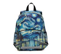 RPLIFE Mochila para niña pequeña con correa, diseño retro de Venecia, noche estrellada, color azul, mochila de viaje para niños pequeños, mochilas escolares de 3 a 6 años, talla M