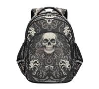 RPLIFE Mochila para niños, mochila gótica de calavera para escuela primaria, Cool Skull Gothic, 15 Inch, Classic