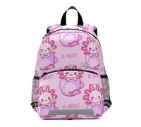 RPLIFE - Mochila para niños pequeños con correa para niños pequeños con diseño de Axolotls color pastel, mochila escolar para niños pequeños, mini mochilas preescolares de 3 a 6 años, talla M