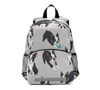 RPLIFE - Mochila para niños pequeños y niñas, linda mochila de viaje Boston Terrier, color gris, mochila escolar para niños pequeños de 3 a 6 años, talla M