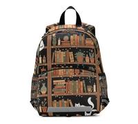 RPLIFE Mochila para niños y niñas, acogedora biblioteca de gatos, color marrón, bolsa de viaje para libros, mini mochila escolar para niños de 3 a 6 años, mediana