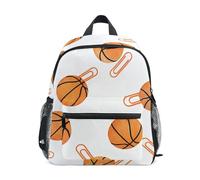 RPLIFE Mochila para niños y niñas, bolsa de viaje deportiva de baloncesto blanca con etiqueta de nombre mini, 3-8 años, Sporty Basketball White, pequeño, Lindas mochilas