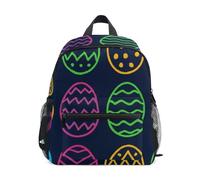 RPLIFE Mochila para niños y niñas, diseño de huevos de Pascua de moda, bolsa de viaje pequeña con etiqueta de nombre, color neón, Huevos de Pascua de moda neón, 3-5 Years, Lindas mochilas