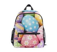 RPLIFE Mochila para niños y niñas, mochila de viaje de huevos de Pascua pastel con etiqueta de nombre, mochilas escolares para niños pequeños, Huevos de Pascua pastel, 3-5 Years, Lindas mochilas