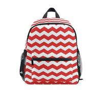 RPLIFE Mochila pequeña para niñas y niños, Chevrons rojo y blanco, mochilas pequeñas de jardín de infantes con etiqueta de nombre, Chevrons Rojo Blanco, 3-5 Years, Lindas mochilas