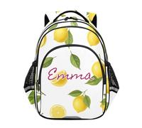 RPLIFE Mochila personalizada con limones amarillos y hojas verdes blancas para niños y niñas, mochila duradera para niños, Limones amarillos, hojas verdes y blancas, 17 Inch, Mochilas Tradicionales