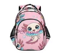 RPLIFE Mochila personalizada para niños, bonita mochila de escuela primaria para niños, color rosa, adorable, Lindos axolotls rosa adorable, 15 Inch, Mochilas Tradicionales