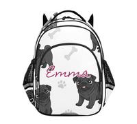 RPLIFE Mochila personalizada para niños de 6 a 12 años, mochilas geniales personalizadas para niños, Cute Black Pug Dogs 1, 15 Inch