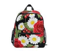 RPLIFE Mochila vintage con diseño de margaritas rosas para niñas y niños, mini mochilas preescolares con etiqueta de nombre, mochila escolar para niños, Margarita rosa vintage, 3-5 Years, Lindas