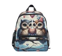 RPLIFE Owls Hearts - Mochila para niña pequeña con etiqueta de nombre, mini mochilas escolares para niños, mochila de viaje, 3-5 años