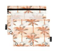 RPLIFE Palm Trees - Carpeta para libros de color cálido con ventana transparente, paquete de 2 soportes para bolígrafos, suministros escolares para niños, 9.8 x 7 pulgadas (tamaño único x 2)