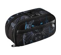 RPLIFE Panther - Estuche para lápices de gran capacidad, diseño de leopardo negro para estudiantes, organizador de papelería con doble cierre con bolsillo de PVC transparente