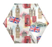 RPLIFE Paraguas compacto, paraguas portátil ligero para mujer, paraguas de viaje para sol, iconos de Londres vintage