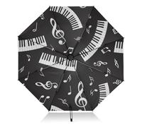 RPLIFE Paraguas compacto, resistente al viento, apertura y cierre automático, tamaño compacto para mochilas/bolsos de mujer, teclado de piano, notas musicales
