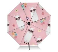 RPLIFE Paraguas de cierre automático para lluvia, compacto, resistente al viento, tamaño compacto para mochilas/bolsos, para viajes, bonitas llamas y flores, color rosa