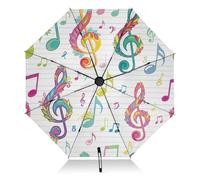 RPLIFE Paraguas de viaje compacto resistente al viento, paraguas para mochilas/bolsos, lluvia, viento y sol, notas musicales florales