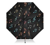 RPLIFE Paraguas de viaje resistente al viento, ligero y duradero con cierre automático para mujeres, paraguas de viaje para lluvia, viento y sol, notas musicales coloridas