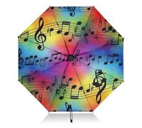 RPLIFE Paraguas para lluvia, paraguas compacto para bolso, resistente al viento, ideal para coche, bolso, hombres y mujeres, notas musicales negras degradadas