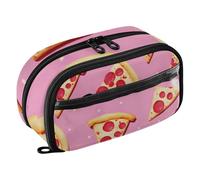RPLIFE Pink Pizza Kids - Estuche para lápices con bolsillo de PVC transparente, gran capacidad, organizador de múltiples compartimentos para suministros escolares