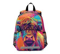 RPLIFE Pop Art Highland - Mochila de vaca para niños pequeños y niñas, mini bolsa de viaje de 3 a 6 años, talla M
