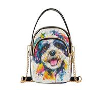 RPLIFE Puppy Maltipoo - Bolso cruzado acolchado de acuarela para mujer con correa de cadena, pequeño bolso de viaje para tarjetas de teléfono, dinero en efectivo