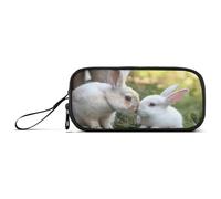RPLIFE Rabbits Kiss Love Valentine - Estuche para lápices con cremallera, caja grande para lápices