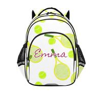 RPLIFE Raquetas de tenis personalizadas, mochila blanca para niños y niñas, mochila para laptop para niños, Raquetas de tenis blancas, 17 Inch