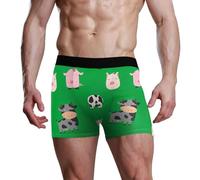 RPLIFE Ropa interior tipo bóxer para hombre, diseño de animales de granja, ropa interior elástica suave para hombre, Cute Farm Animals Green 2, XX-Large
