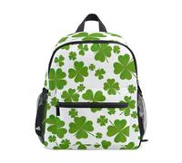 RPLIFE Shamrocks Clover Leaves - Mochila pequeña para niños y niñas, color blanco, Trébol de trébol con hojas blancas, Small, Mochilas con estampado de fútbol