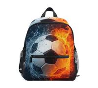 RPLIFE Soccer Flames - Mochila para niños pequeños con etiqueta de nombre, mochila escolar para niños, Soccer Flames Dark, 3-5 Years, Lindas mochilas
