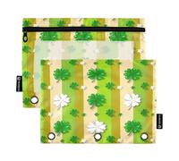 RPLIFE St Clover - Paquete de 2 bolsas con cremallera de 3 anillos para la escuela de niños, bolsa transparente con cremallera de tres agujeros para niños y niñas, 9.8 x 7 pulgadas (tamaño único x 2)