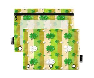 RPLIFE St Clover - Paquete de 2 bolsas con cremallera de 3 anillos para la escuela de niños, bolsa transparente con cremallera de tres agujeros para niños y niñas, 9.8 x 7 pulgadas (tamaño único x 2)