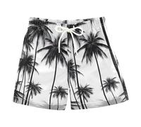 RPLIFE Sunflowers Wooden Board - Traje de baño para niños, 2T, Palmeras blancas y negras sobre un blanco, 10 Years